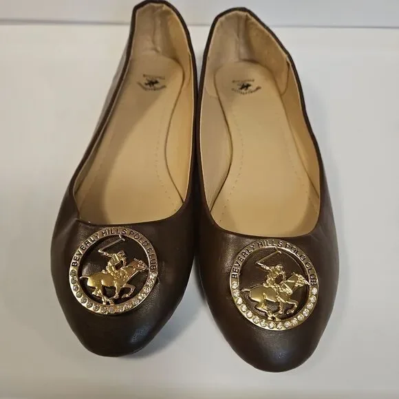 Beverly Hills Polo Club Brown Flats Like New sz 10 - Picture 4 of 8